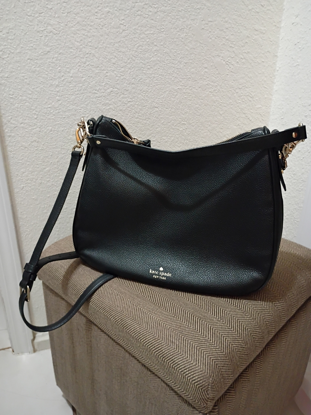 kate spade Murberry Street Vivian Hobo Bag Black Leather/ Shoulder- Adjust Strap